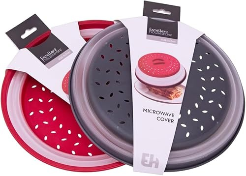 Libbi Lou Microwave Cover for Food Collapsible Microwave Splatter Cover with Steam Vents Microwave Colander - Assorted Colours (Set of Two)