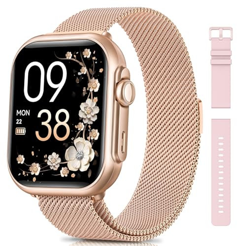 SWGOTA Smartwatch Damen mit 1000mAh Akku, 100 Tage Ultralange Standby, 1.83 Armbanduhr 24H Telefonfunktion/Herzfrequenz/SpO2/Schlaf, 120+Sportmodi, IP68 Fitnessuhr Schrittzähler Android iOS Roségold