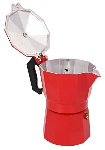 PERCOLATORE CAFFERE Potto, Mocha POTS Piccola Caffettiera da 300 Ml 6 Tazza capacità di Alluminio Macchina da caffè Mocha PT per Viaggi in Campeggio Domestico Uso (Rosso)