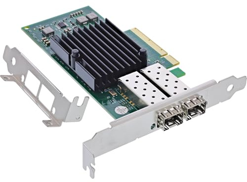 InLine Dual 10-Gigabit Netzwerkkarte, 2X SFP+, PCIe x8, 10 GBASE-T Ethernet LAN Controller, ab Win 7, Server 2008, Linux 2.6 inkl. Low Profile Slotblech, 51131A