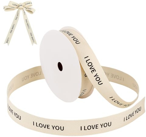 PH PandaHall Nastro I Love You Nastri per Confezioni Regalo 17.5mm di Larghezza Nastri Decorativi per Artigianato Nastro per Bouquet di Fiori per Anniversari Matrimonio Feste, 9.1m
