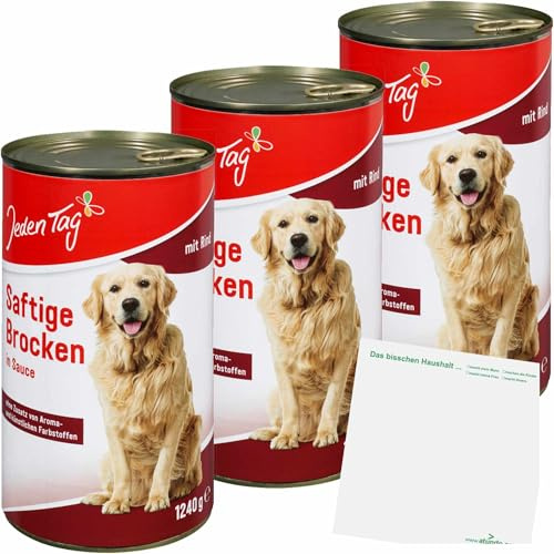 usy Bundle für Jeden Tag Hund Saftige Brocken Rind in Sauce 3er Pack (3x1240g Dose) + usy Block