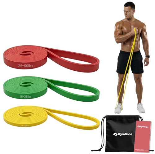 GymCope Bandas Elásticas Fitness 3 Resistencias para Entrenamiento Casa | 3 Niveles de Resistencia,Entrenamiento Progresivo,Diseño Compacto,Fitness en Casa,Yoga,Pilates y Stretching