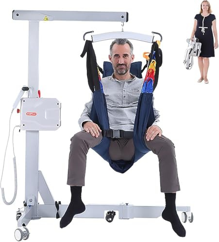 Electric Patient Lift, Foldable Hydraulic Hoist for Home Use, Portable Transfer Lift for Patients/Elderly/Disabled Between Bed, Sofa, Wheelchair, Bathtub