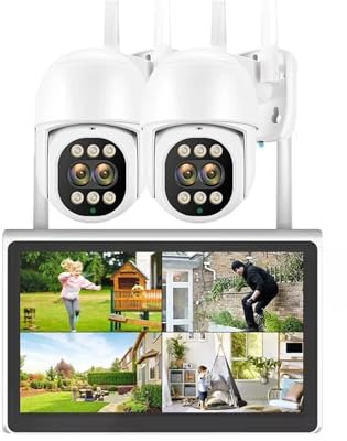 VEKELETE Kit de caméras de sécurité PTZ 4K 8MP avec Zoom 10X, système de vidéosurveillance IP extérieur avec écran 10,1 Pouces et NVR 10 canaux(None,Sky Blue_US Plug)