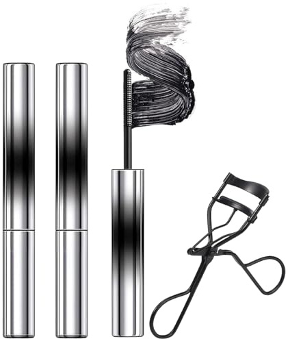 2 PCS Faccelove'S Ironeye Mascara, Ironeye NatüRliche, VerläNgernde Und Pflegende, 3D Curling Eyelash Irons, Waterproof, Long-Lasting (Schwarz)