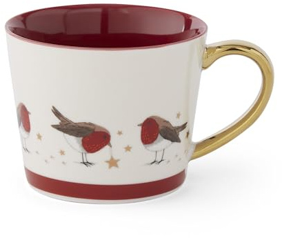 Cooksmart Christmas Robins Retreat Conical Mug, New Bone China