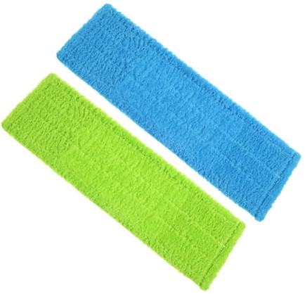 OUNONA Lingettes de Rechange pour Balai à Franges en Polaire Corail 40x12 Cm, Lot de 2 Pièces, Absorbantes et Lavables, Nettoyage Sols Durs pour Maison et Bureau