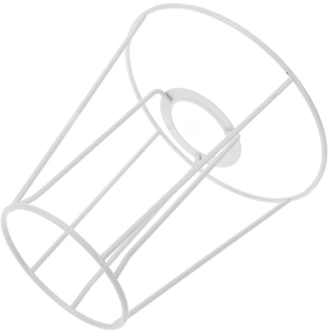 Selbstgemacht Lampenschirmrahmen E27 aus Eisen für Tischlampen, Weiß | Glattes Kantenbild, Einfache Montage, Mittlerer Steckring, für Zuhause und Hotel, Schlichtes Design
