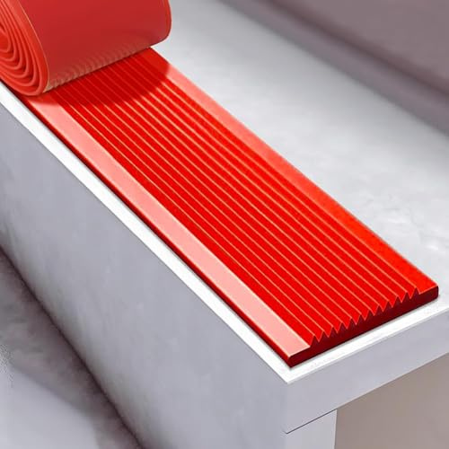 CVFOMBN Battiscopa Antiscivolo Autoadesivo per Scale, Striscia di Bordatura Flessibile in PVC, battistrada in Gomma, Rivestimento per Scale, Striscia di Protezione,Rosso,20×200 cm