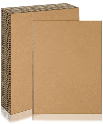 pangutheos 12 Piezas A3 Carton Corrugado, 2 mm Papel Ondulado, Marrón Hojas de Carton Corrugado Marrón, Cartón Rígido para Bricolaje, Pintura y Creación Artística