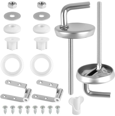 2 Fixation Cuvette Charniere WC Universel, Charniere Abattant, kit de Fixation Abattant WC Universel Acier pour Fixer SièGes, Accessoires en Caoutchouc pour Sièges de Toilette en Plastique Duroplast