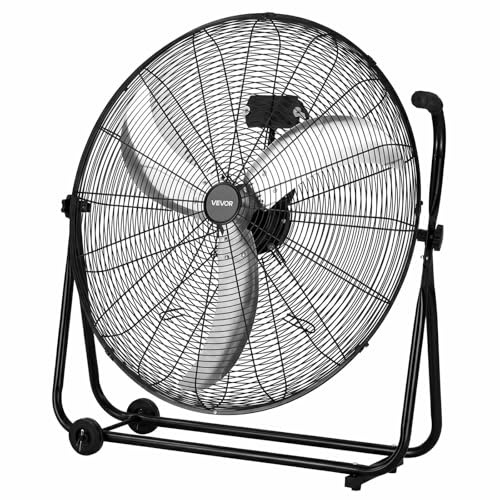 VEVOR Ventilatore a Tamburo da Pavimento Industriale 762 mm, 12000 CFM ad Alta velocità, Pale in Alluminio Resistenti, 3 Velocità, Inclinazione Regolabile a 360°, per Garage, Officina e Magazzino