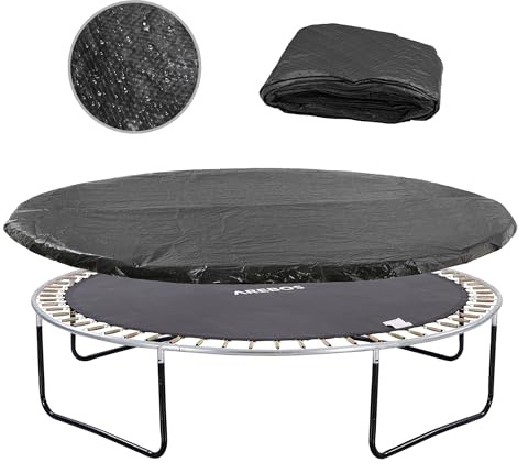 Arebos Trampolin Abdeckplane Ø 305 cm Schwarz reißfest & UV-beständig Wetterschutzplane Witterungsfest Trampolinschutz Abdeckung Regenabdeckung