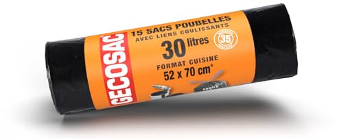 GECOSAC 217 Müllbeutel mit Schiebeband 30 Liter, Polyethylen, Universal, 50 x 70 cm