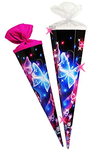 alles-meine.de GmbH personalisierte Tüll - Schleife - verschiedenes Zubehör frei wählbar - passend für mit 3-D Effekt - Glitzer ! Schultüte - Bunte Schmetterlinge & Blumenr..