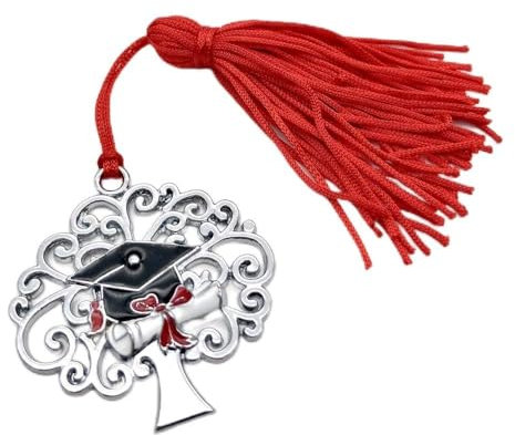 Publilancio srl 10X Ciondolo TOCCO LAUREA albero della vita e nappina rossa BOMBONIERA