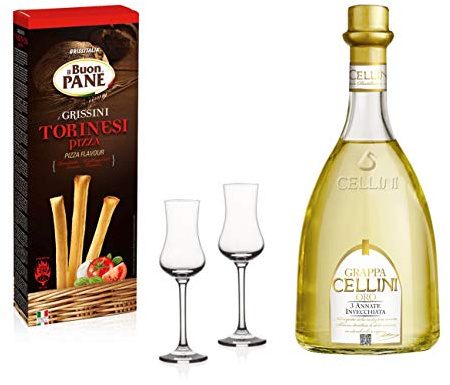 Grappa-Geschenk-Set für Herren mit Gappa Cellini Oro + 2 Grappagläsern