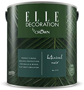 Crown ELLE DECORATION Botanical Noir No. 374, 2,5 L, extra-matte Premium Wandfarbe für Innen, für Wände und Holz, hohe Deckkraft, Innenfarbe,dezentes dunkles Pflanzengrün