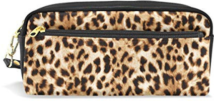 HMZXZ RXYY Federmäppchen Tier Leoparden Haut Muster für Student Groß Kapazität Reißverschluss PU Leder Mäppchen Schreibwaren Kosmetik Makeup Tasche für Mädchen Jungs Frauen