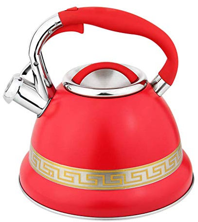 WHLMYH Bouilloire Bouilloire Sifflante En Acier Inoxydable Coloré Pour Camping En Plein Air Randonnée Bateau de Voyage Ou Cuisinière À Plaque Chauffante Électrique À Gaz À La Maison,Rouge