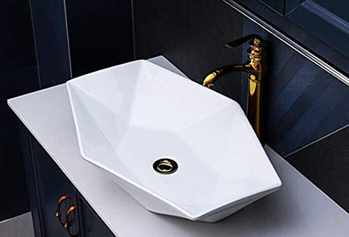 Omeere 56,5x37,5cm - Lavabo de cerámica baño, ovalado, Lavabo sobre encimera, Lavamanos Cuarto de Baño, tamaño pequeño,blanco