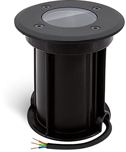 linovum BORU Bodenstrahler schwarz Außen IP67 Fassung für GU10 - Bodenleuchte IP67 matt schwarze Optik, Kabel vorinstalliert