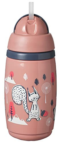 Tommee Tippee Superstar Insulated Straw Cup for Toddlers with INTELLIVALE 100% Leak and Shake-Proof Technology and BACSHIELD Antibacterial Technology, 12+, 266ml, Pack of 1, Pink
