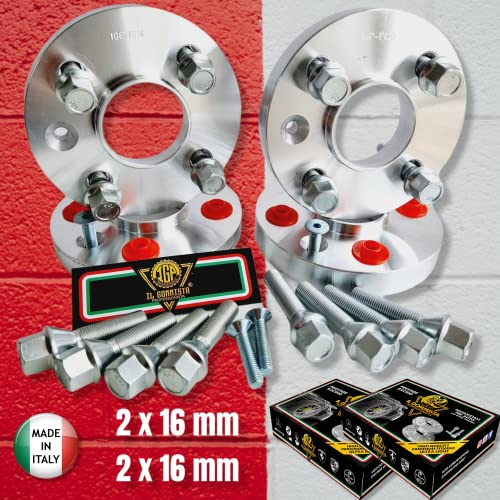 IGP 4 DISTANZIALI 16+16 mm 4 x 98 mozzo 58.1 + 16 BULLONI compatibili con FIAT PANDA + CROSS 4x4 dal 1980 al 2022 in poi *OK AUTO RUOTA CERCHI IN LEGA