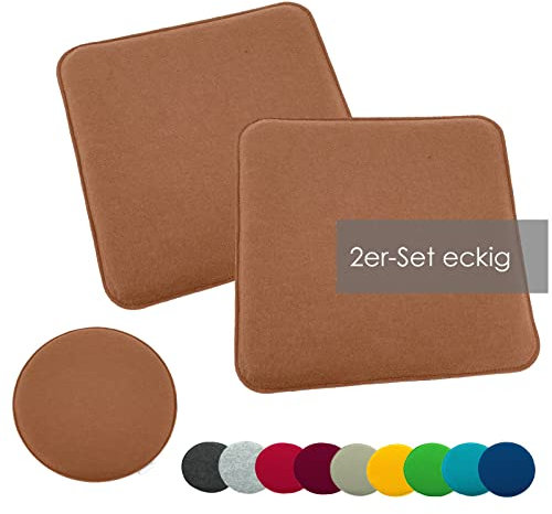 heimtexland ® 2er Pack Sitzkissen Filz Stuhlkissen Bodenkissen Polster Stuhlauflage Indoor Outdoor Kissen eckig Typ631 Filzkissen Camel braun 35x35 cm 2 Stück
