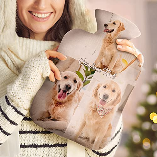 Personalisierte Wärmflasche mit Bezug Brauch Foto und Text Warmes Fleece Gummi Bild Wärmflasche Einzigartiges Winter Geschenk für Frauen Mädchen Kinder Paare