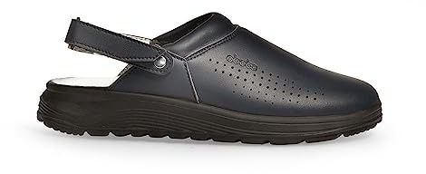 ABEBA 845018 - Unisex Schuhe - ACTIVE Clog SRC - Perforiertes Design - EU 45 - Dunkelblau - Futtermaterial: Stoff - Mit Klettverschluss