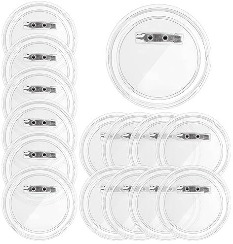 15Stück Buttons Selber Machen, buttons zum selbstgestalten Buttons Anstecker Acryl Design Pins Ohne Buttonmaschine Transparente DIY Ansteckbuttons Set 58mm x 50mm Button mit Anstecknadel für Foto Bild