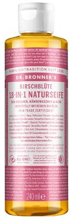 Dr. Bronners - Savon naturel 18 en 1 - Cherry Blossom - Savon liquide biologique - Fleur de cerisier - Gel douche, savon pour les mains, shampooing et bien plus encore - Avec huile de coco bio, olive