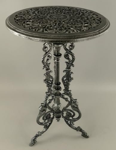 Casa Padrino Runder Jugendstil Gartentisch - Metall, Ø 36 x H. 70 cm, Antik Grau/Schwarz