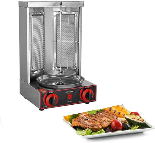 DPLXFPP Machine À Griller Gyroscopique Four À Rôtissoire Vertical À Gaz, Four À Rôtissoire Vertical Professionnel À Gaz pour Barbecue Commercial, pour Restaurants, Bars, Magasins Barbecue,Silver-M