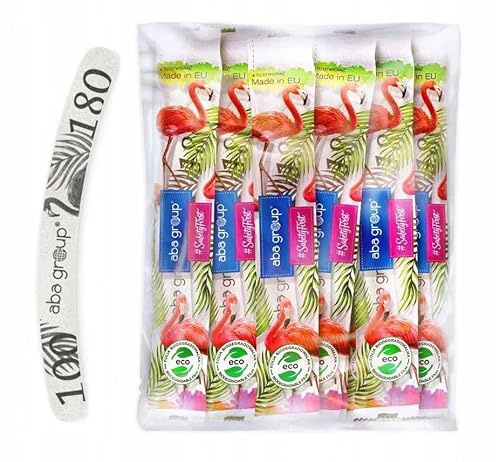 Aba Group Nagelfeilen 100/180 Banane Standard Flamingo Sicheres Paket, Hochwertig Nagelfeile Set, Hergestellt in Europa, 50 Stück
