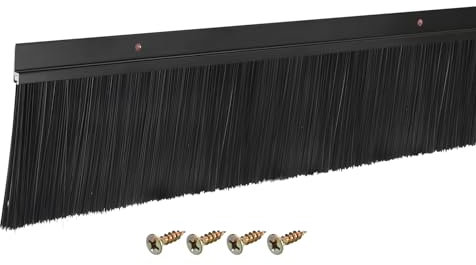 QUARKZMAN Spazzola per Porta con Base in Lega di Alluminio a Forma di H con Spazzola in Pp da 90mm per Casa, Industria (900mm L, Nero)