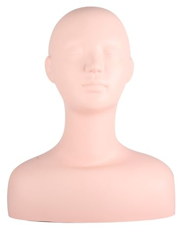 Lwuey Schaufensterpuppenkopf mit Schultern, Weicher Silikon Mannequin Kopf | Professioneller Mannequin Kopf Trainingskopf für Kosmetik Perücken Frisuren Displaykopf für Hüte Brillen Schmuckpräsentation