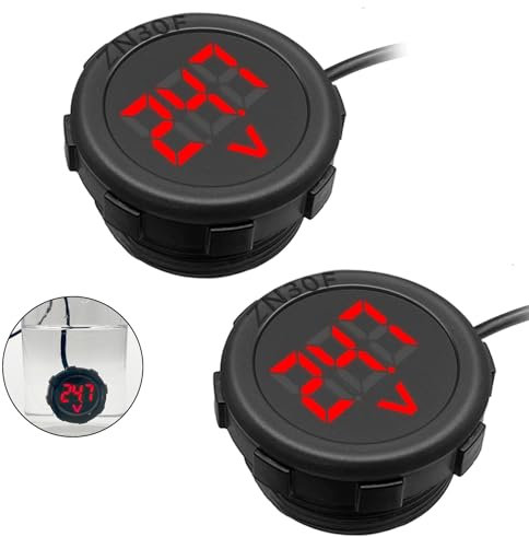 Hoembpn 2Pcs DC 4V-100V Digitales LED Voltmeter Anzeige Automotive Wasserdichte Spannungsanzeige Batteriespannungsprüfer für Motorrad, Boote, LKWs, Wohnwagen und Schiffe(Rot)