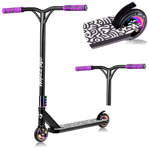 LIONELO Trottinette WHIZZ Neo roulements à Billes ABEC-9, Plateau en Aluminium, système de Compression HIC, Roues de 110 mm, Guidon Large en T, Frein Flex Fender MN Steel - Design Unique (Bleu)