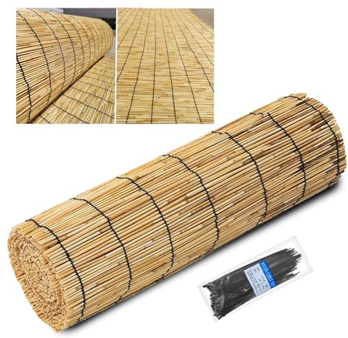 Rorquscade Schilfmatten 80x600cm 100x800cm 120x1000cm Rohrzaun Geflochtener Atmungsaktiver Sonnenschutz Bambus Sichtschutz Für Hinterhof Garten Zaun Trennwand(Size:100x500cm)