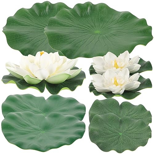 GARVALON Künstliche Schwimmende Lotusblumen Teichdekor Simulationspflanzendekor Künstliche Schwimmende Wasserlilie Heimdekor Künstlicher Lotus Für Pool Garten Brunnen