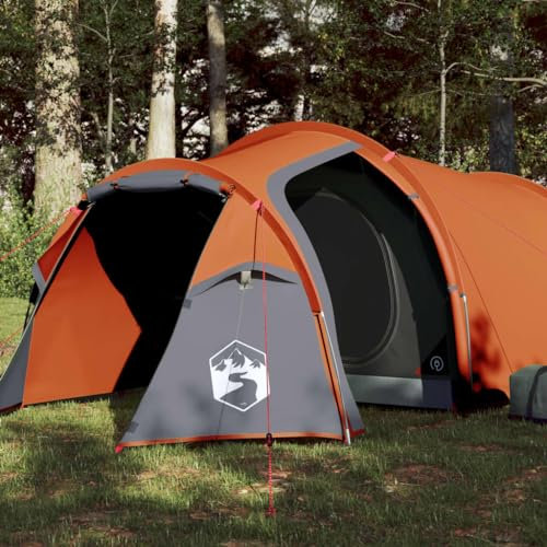 Annlera Tunnelzelt 3 Personen Grau und Orange Campingzelt inkl. Vordach & Boden Zelt mit Schlafkabine Camping Wasserdicht Outwell Zelt Strandzelt 370x185x116 cm