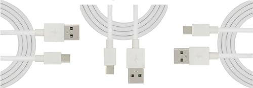 Dr.Tech USB To Micro USB Cable Speed Micro-USB Charging Cable Phone Tablets Charger Cord Support 5V Devices For Mobile Phones and Tablets - White- 2m - Pack of 3