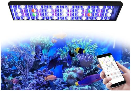 PopBloom H54 WiFi Meerwasser Aquarium Beleuchtung, Volles Spectrum Led Aquarium Lampe für Reef Coral SPS/LPS Fischaquarium, APP unterstützt Deutsch (54cm Lampe für 55-70cm)