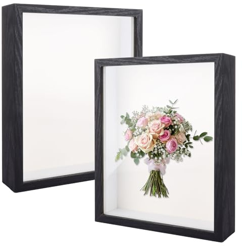 APACALI 2 Pack Shadow Box Frame 20 x 25cm, Deep Box Frames, Box Frames for Crafts 3D Deep, 3D Picture Frame 5cm Inner Depth, Deep Frame Display Box for Photo Flower Memory, Black