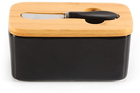 EOTRERANQ Butterdose, nordische kreative Keramik mit Deckel, Buttermesser, Keramiktablett, rechteckige Butterdose, versiegelte Käsedose, Butterbehälter-Set for Frischkäse, Kuchen, Butterbehälter Telle