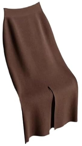 Gonne Lavorate A Maglia da Donna - Gonna in Maglia Autunnale Invernale da Donna, A Vita Alta, Sottile, Lungo, M-3Xl, Abbigliamento Sexy per Feste E Ufficio, Moda, Caldo, Streetwear, Marrone,