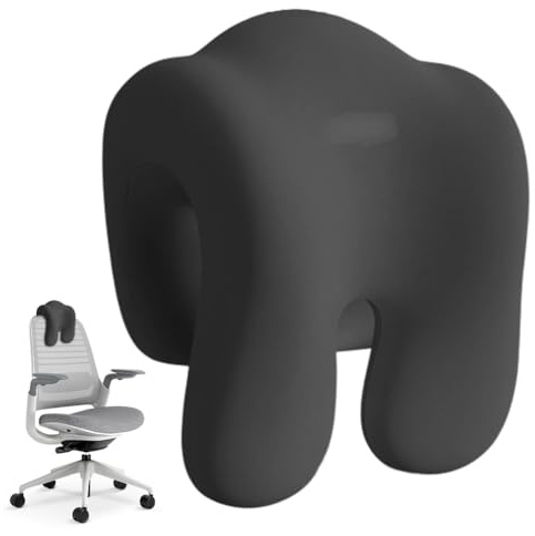 Zinueen Coussin cervical pour chaises de bureau - Coussin de nuque - Coussin de nuque - Avec effet mémoire - Pour chaise de bureau et maison - Noir